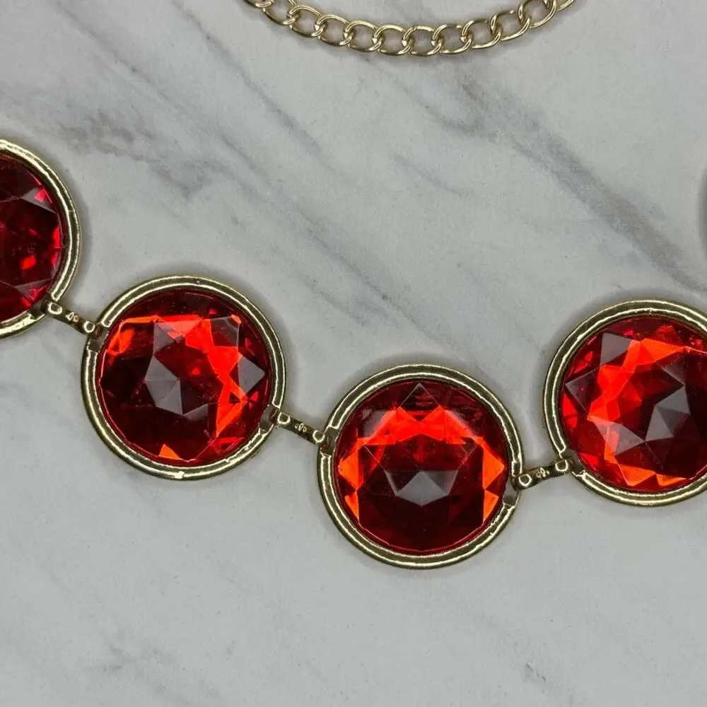 Chunky Red Rhinestone Chain Link Belt One Size (OS) ✨